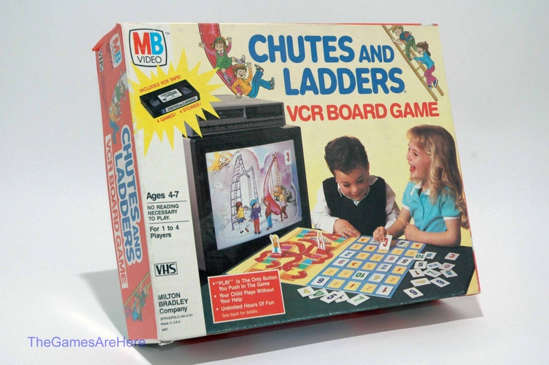 Chutes and Ladders VCR Board Game With VHS Milton Bradley Etsy