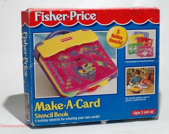 Make A Card Holiday Stencil Book - Fisher Price 1996 COMPLETE