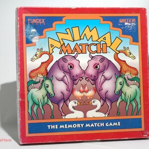 Animal Match Memory Matching Game - Fundex 1997 w Box Wear