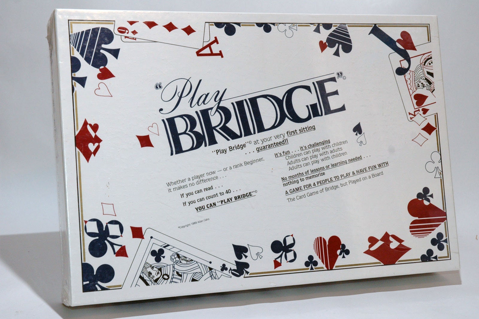 PLAY BRIDGE at Your Very First Sitting Guaranteed 1989 Allan Cahn Board  Game Set