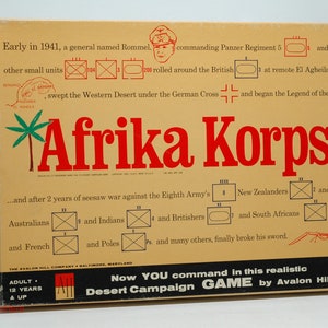 Afrika Korps Desert War Game - Avalon Hill 1964