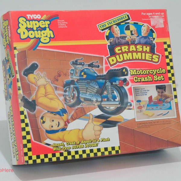 Crash Dummies Motorcycle Crash Set Super Dough - Tyco 1992 MISSING Dough