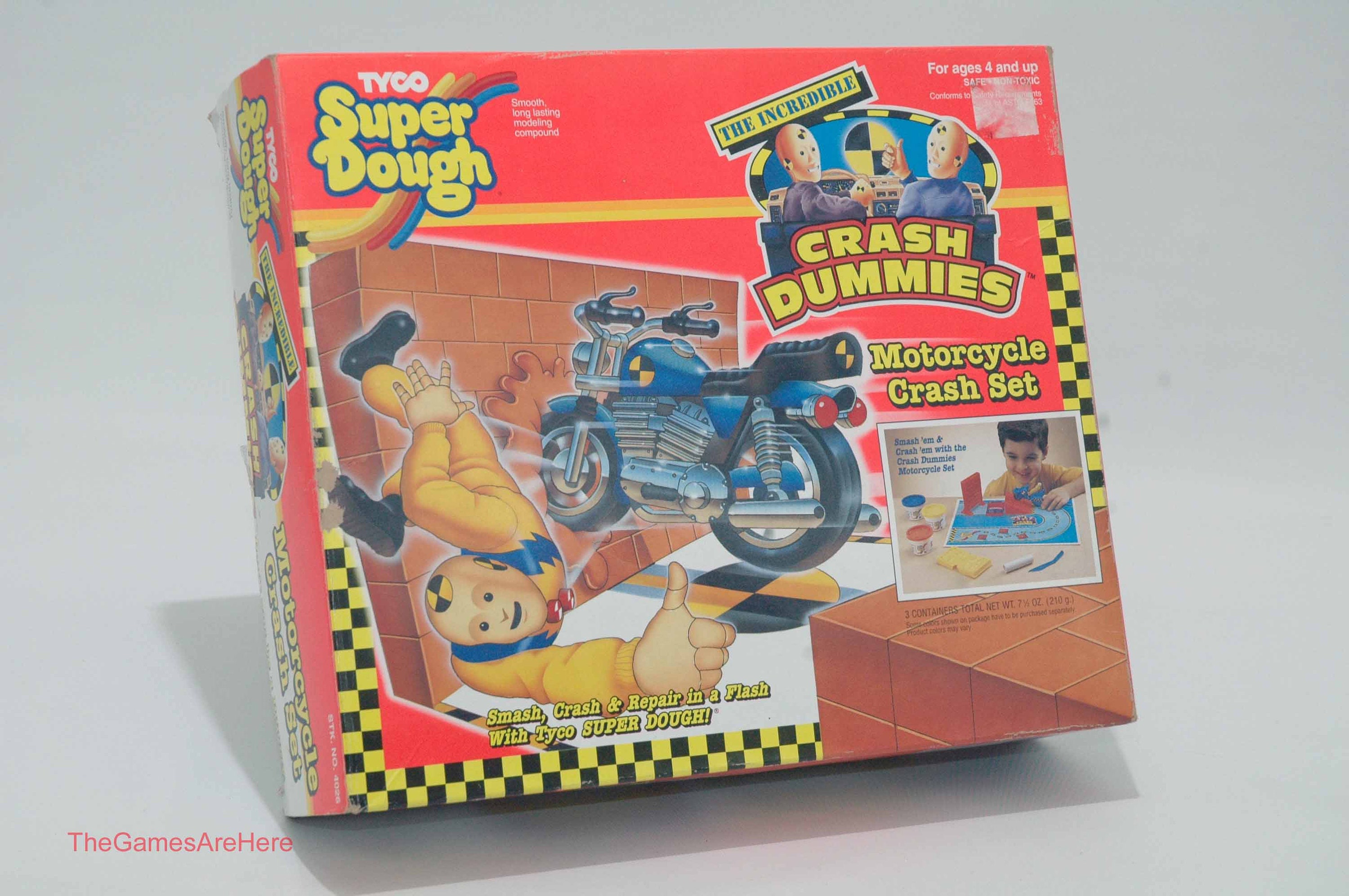 Crash Dummies Motorcycle Crash Set Super Dough - Tyco 1992