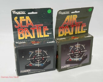 Air Battle and Sea Battle Mini Magnetics games - Fundex 1988 COMPLETE with New Parts