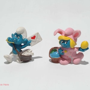 Smurfs Figures Lot of 2 - Schleich Peyo 70&#39;s and 80&#39;s w some wear
