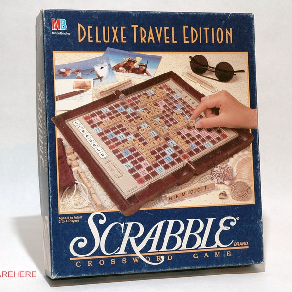 Scrabble Deluxe Travel Edition - Milton Bradley 1990 COMPLETE (read description)