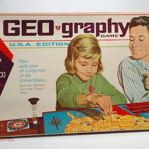 GEOgraphy U.S.A. Edition Peg Map Game - Cadaco 1965