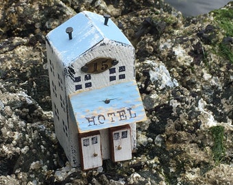Rustic Wood Hotel,Wooden Hotel,Little Houses,Tiered Tray Decor,Heartbreak Hotel,Driftwood House,HouseWarming Gift,Shop Canada,Cottage Decor