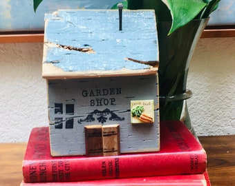 Garden Shop,Little Houses,Gift for Gardener,Driftwood Houses,Wooden,Garden Shed,Cottage Decor,Miniature Houses,Reclaim Wood Art
