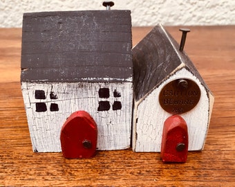 Two Wooden Houses,Little Houses,Two Tier Tray Decor,Cottage Decor,Friend Gift,Wood Art,Driftwood Houses,Shop Canada