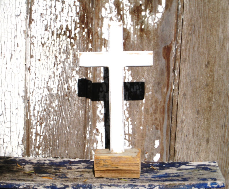 Table Top Crosswhite Wood Crosswedding Centerpiececommunion Image 0