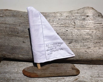 Driftwood Boat Driftwood Art Boat Cake Topper Wood Sailboat Small Sailboat Inspirational Art Beach Decor Wood Toy Boat Childs Party Favor