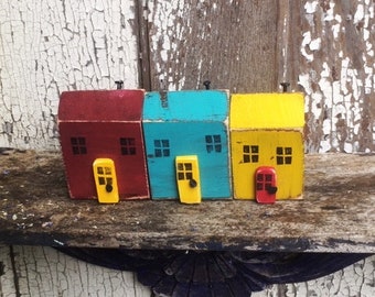 Little Houses,Jelly Bean Row,Wooden Houses,Newfoundland Gifts,Driftwood Houses,Two Tier Tray Decor,Fun Home Decor,Shop Canada