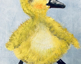 Original,Duck Painting,acrylic on canvas,Duckling art,bird art,baby shower gift,duck painting,the new parent,art for kids,yellow duck painti