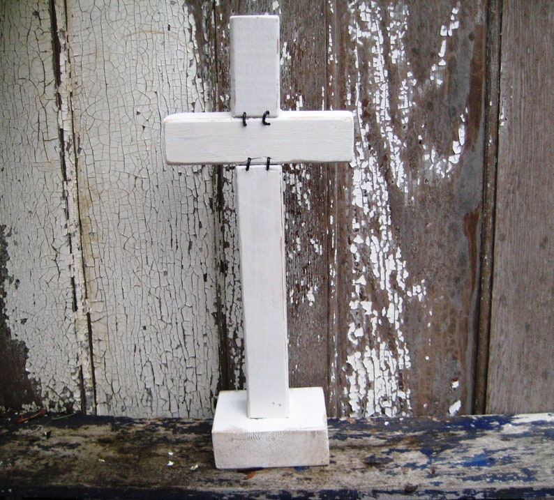 White Wood Crosscrosses Rustic Wooden Crossstanding Image 0