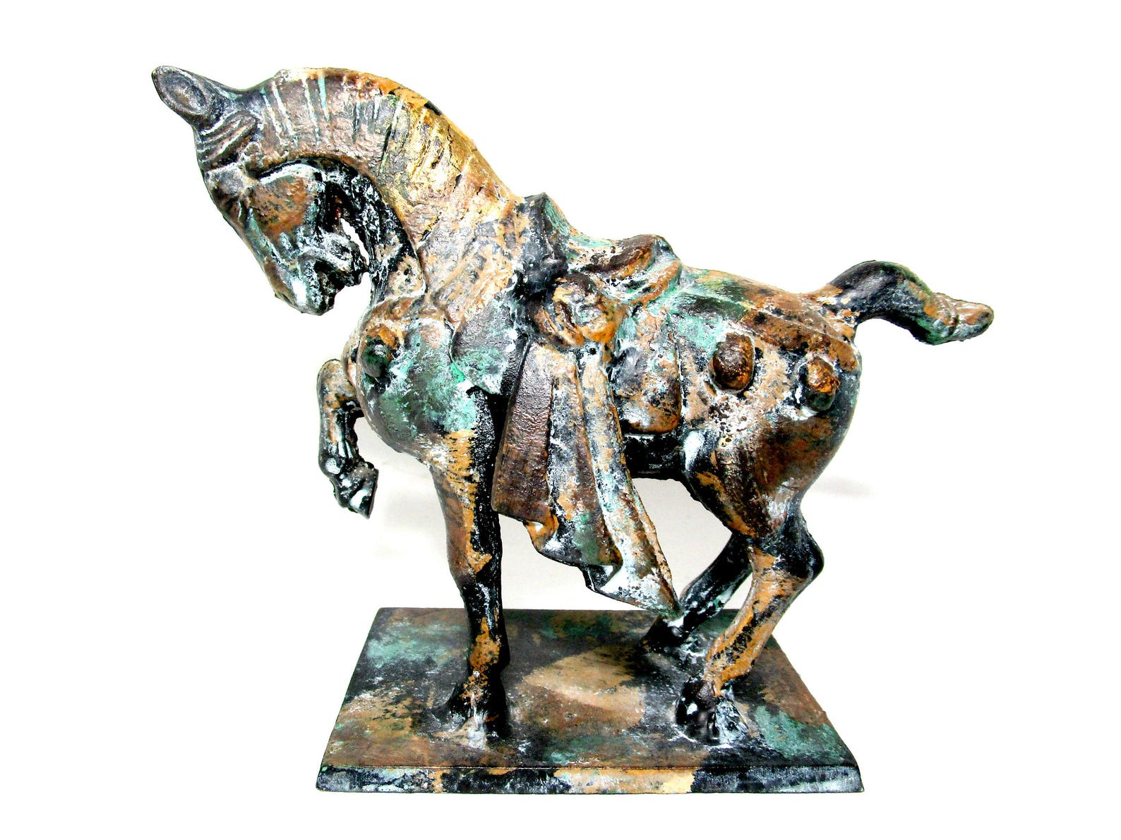 Cast Iron Tang Dynasty Horse Figurine War Horse Statue Asian Etsy