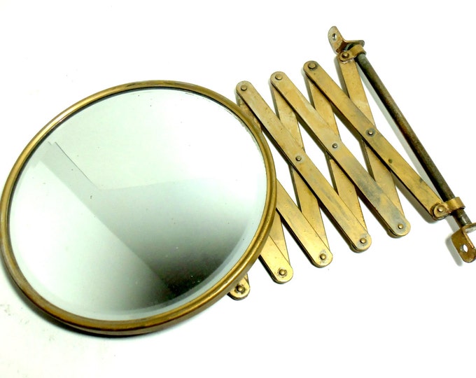 Mirror, Beveled Shaving Accordion Mirror, Wall Mount Accordion