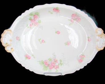 Antique Limoges Platter, Jean Pouyat, JPL Limoges, Pink Peonies, Pink Floral Limoges, Limoges Serving Platter, Vintage Gifts