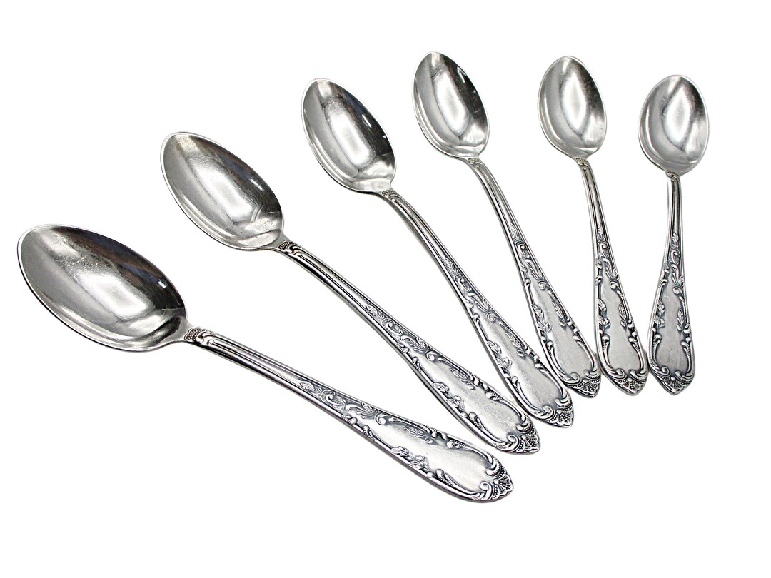 Silver Plate Flatware Dessert Spoons Set of 6 Solingen Etsy