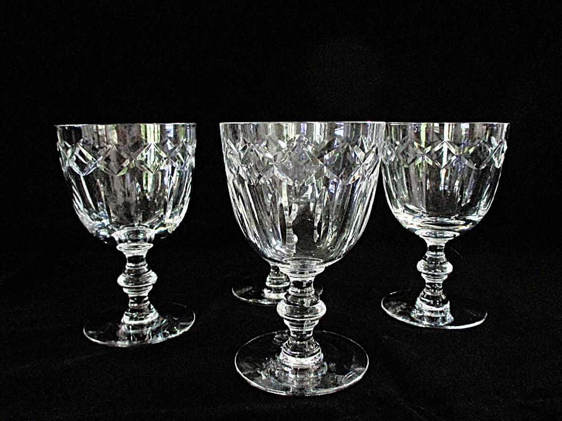 Cut Crystal Stemware Tiffin Franciscan 17394 4 Wine Glasses Etsy