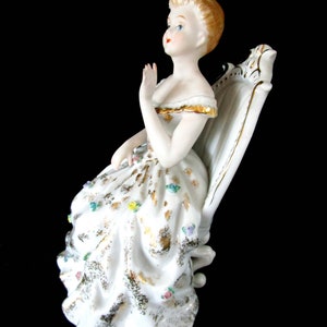 Mid Century Figurine, Made in Japan, Woman in Flowered Dress, Sweet 16, Birthday Present, Vintage Gift Bild 5