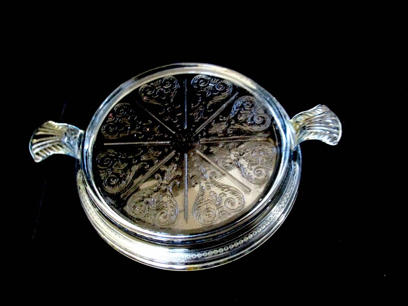 Vintage Fire King Hot Plate or Trivet, Clear Glass, Round Embossed Design, Modern Farmhouse Kitchen, Vintage Gifts image 1