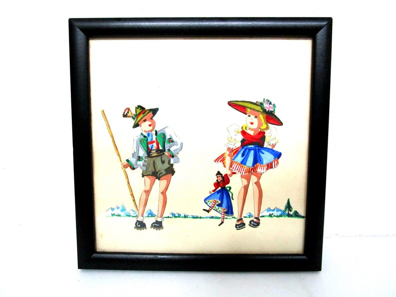 Vintage German Children Hand Painted Framed German Children Etsy