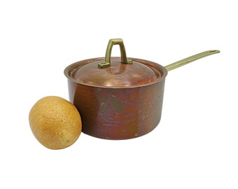 Copper Sauce Pan Paul Revere, Limited Addition, with Lid, No Dents, 5 1/4 Inch Diameter, Solid and Heavy