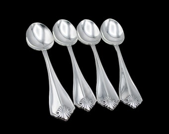 King James Silver Plate 4 Tablespoons, Oneida, Silverware Flatware Replacement Pieces, Excellent Condition