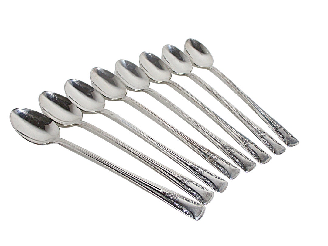 Camelia Silver Plate Iced Tea Spoons, Set of 8, Replacement Silver