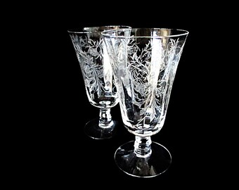 Set of 2, Fostoria Heather, Juice Glasses, Fine Crystal Stemware, Great Condition