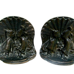 Bookends for Asian Decor, Heavy Cast Metal, Siam Couple Kissing, Thai Design, Great Gift for Book Lover, 1920s, Vintage Gifts, Make Offer image 3