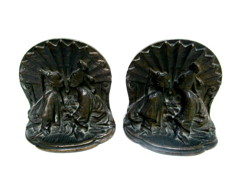 Bookends for Asian Decor, Heavy Cast Metal, Siam Couple Kissing, Thai Design, Great Gift for Book Lover, 1920s, Vintage Gifts, Make Offer image 3