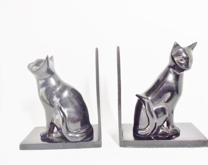 Bookends Black Cat Mid Century Large Book Ends Book Ends Heavy Etsy
