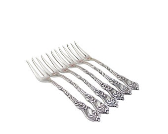 Set of 6, Small Forks by Nilsjohan for Seafood, Snail, Appetizer, Cocktail or Tidbits Forks, Made in Sweden, Ornate Handles, Original Box