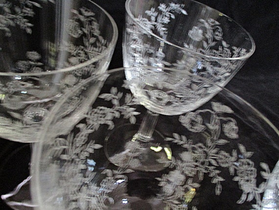 Copas de agua Fostoria Bouquet, copas de vino grandes, juego de 4, copas  nupciales, diseño floral, regalo de bodas, 2 juegos disponibles -   México