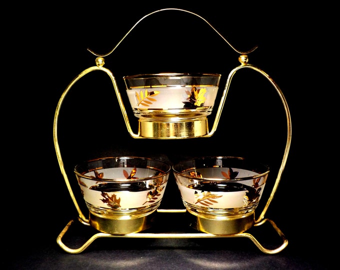 Condiment Set 4pc Condiment Serving Set Libbey Golden Etsy