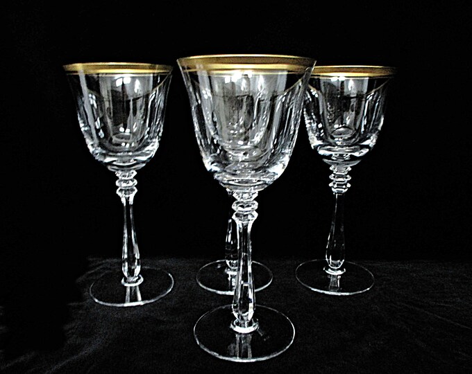 Mikasa Empire Stemware Gold Rimmed Wine Glasses Set of 4 Etsy