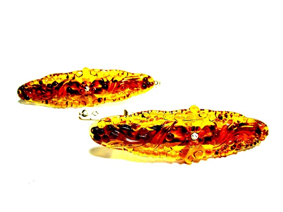 Antique Amber Glass Curtain Tie Backs Drapery Holders Art Etsy