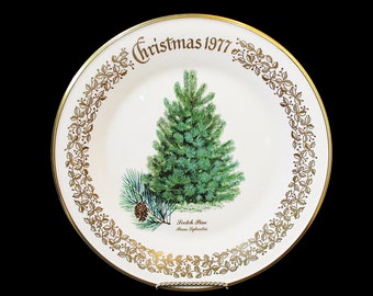 Lenox Christmas Plate, 1977, Scotch Pine, Christmas Tree, Commemorative Plate Issue, Made in USA, 10.5 In