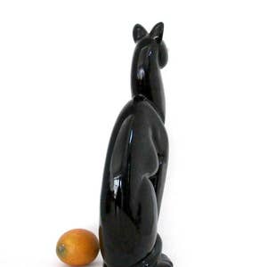 large black cat statue