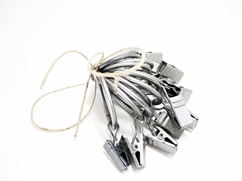 Curtain Hardware Vintage Curtain Holders Cafe Curtain Rings with Clips Farmhouse Kitchen Silver Tone