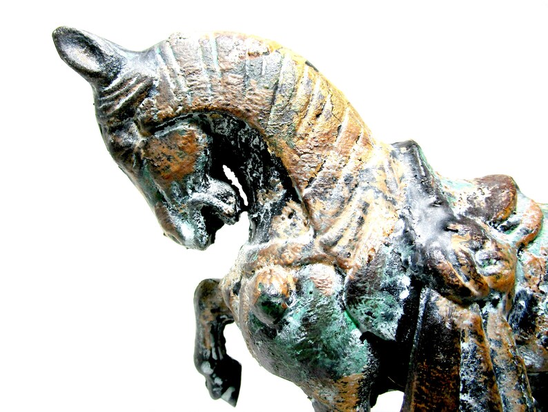 Cast Iron Tang Dynasty Horse Figurine War Horse Statue Asian Etsy