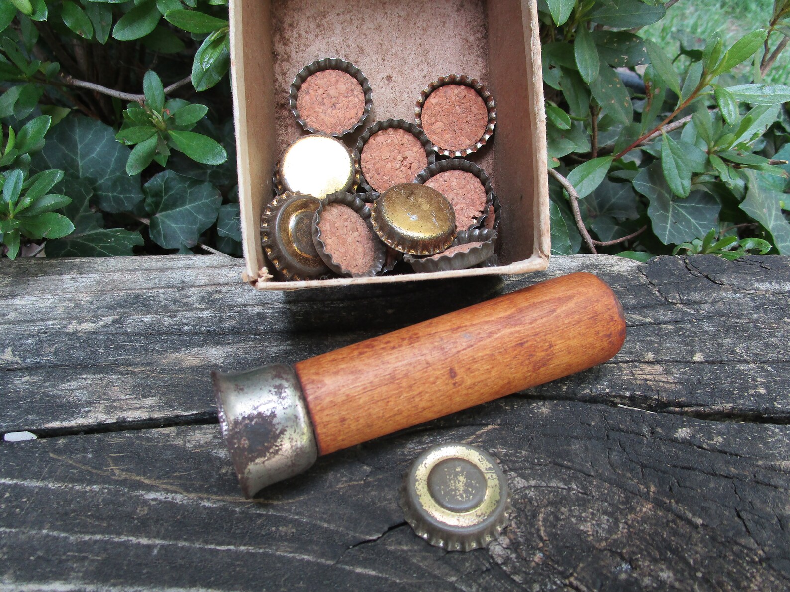 Vintage Bottle Capper Wooden Bottle Capper With Caps Soda Etsy