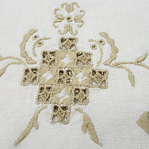 Embroidered Linen Dresser Scarves, Placemats, Cutwork Napkins, Ecru Doilies, Set of 8, Wedding Gift image 9