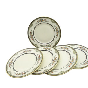 Minton Stanwood Dessert Plates, Fall Colors, Gold Rim, Made in England