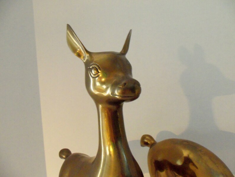 Brass Deer Figurines Large Brass Deer Statues Pair of Deer Etsy