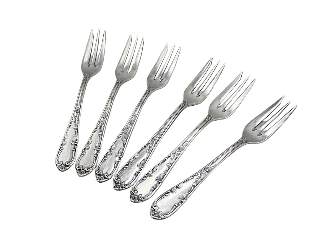 Silver Plate Flatware Pastry Forks Set of 6 Solingen Etsy