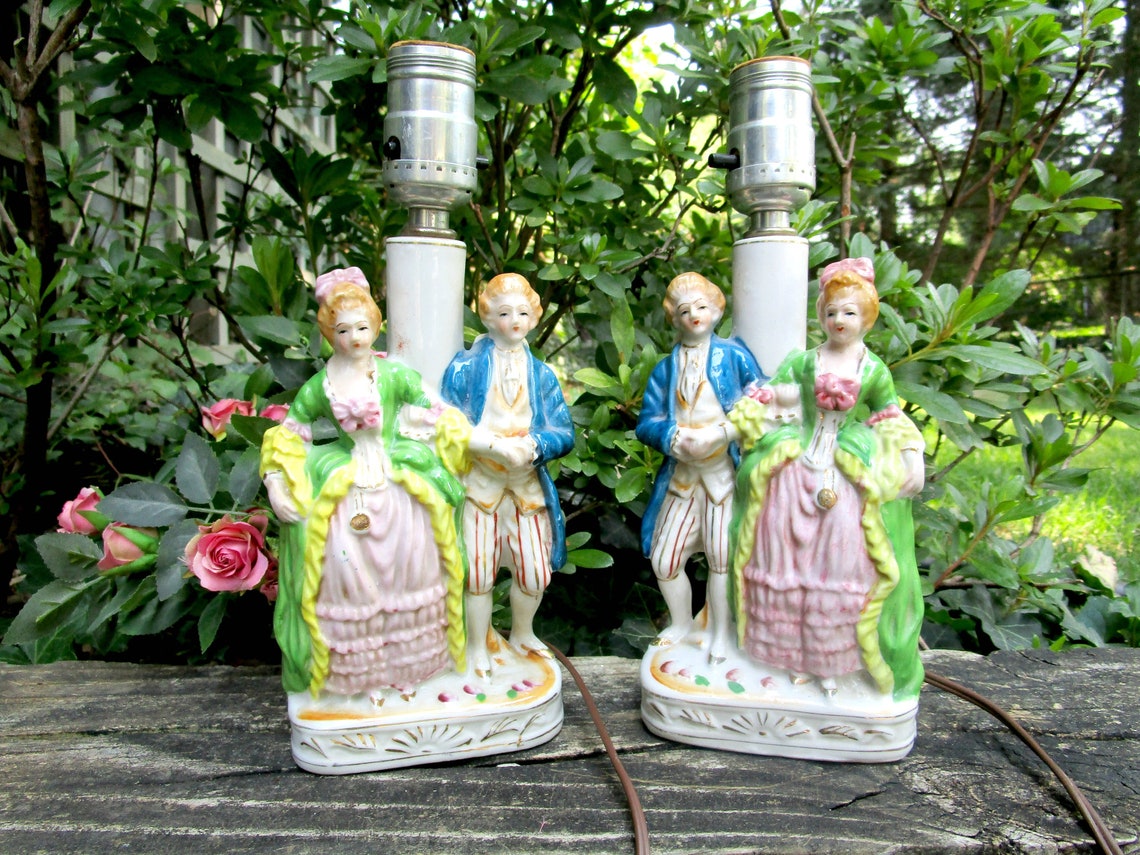 Mid Century Lamps Victorian Boudoir Accent Lamps Pair of image 0