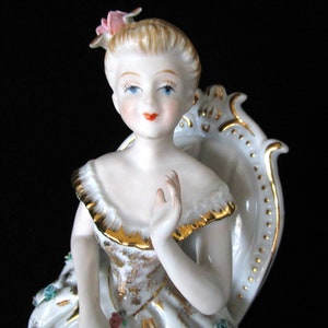 Mid Century Figurine, Made in Japan, Woman in Flowered Dress, Sweet 16, Birthday Present, Vintage Gift Bild 1